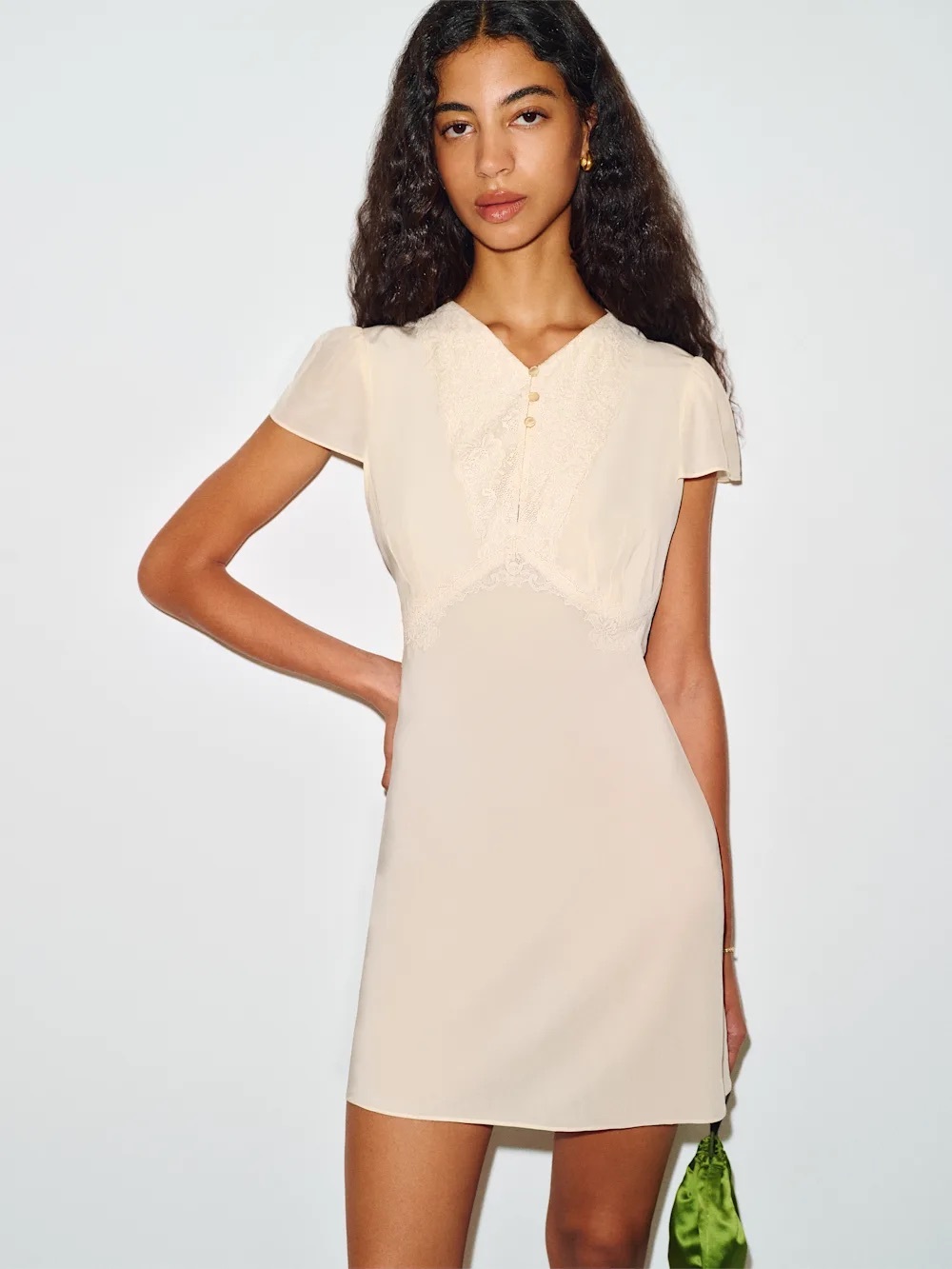 Reformation Kasia Dress In Yogurt, NEW WITHOUT TAGS, NEVER WORN, NO FLAWS.